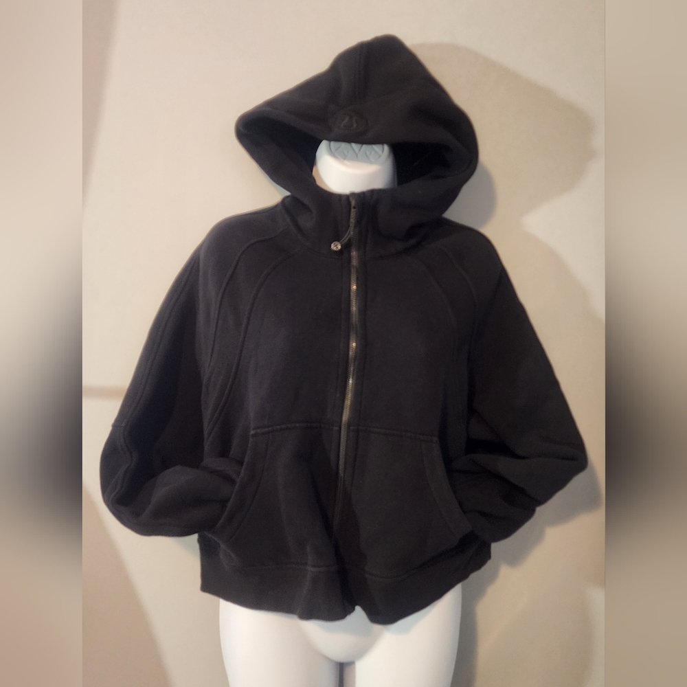 LULULEMON WOMEN'S SWEATSHIRT SCUBA OVERSIZED BLACK FULL ZIP M/L